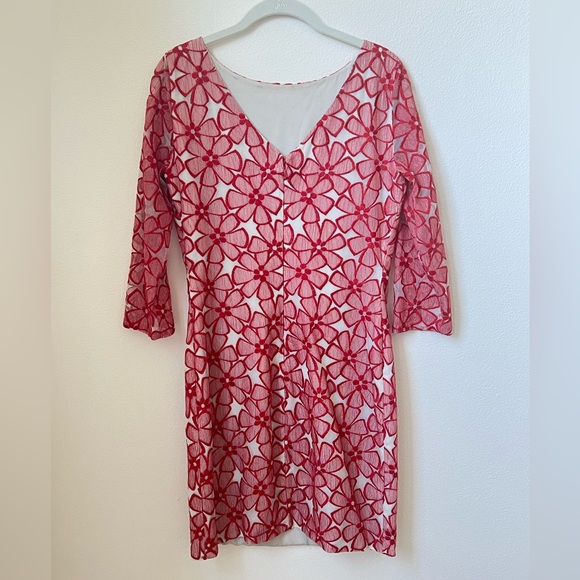 Nordstrom/Diane Von Furstenburg Red and White Floral Dress - Picture 2 of 4